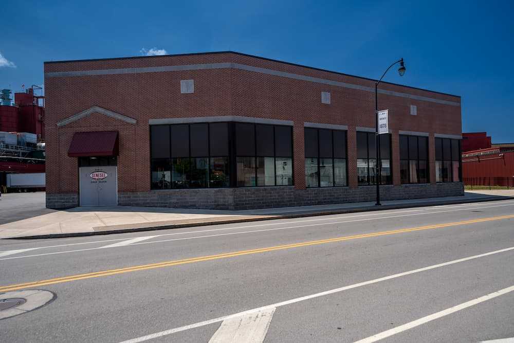 Photo of the brick-fronted Genesee Brewery Cold Block